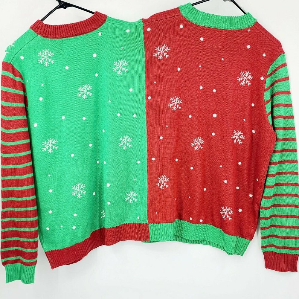 NWT Tipsy Elves Siamese Twin Two-Person Ugly Christmas Sweater Naughty & Nice L - Picture 7 of 9